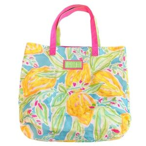 Lilly Pulitzer Estée Lauder Tote Bag yellow green pink blue